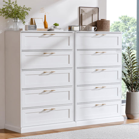Zamildon's 5 Drawer Dresser, 47" Tall Dressers for Bedroom with Anti-Tip Device, White Modern Storage Closet with Handle for Hallway,Entryway Zamildon's