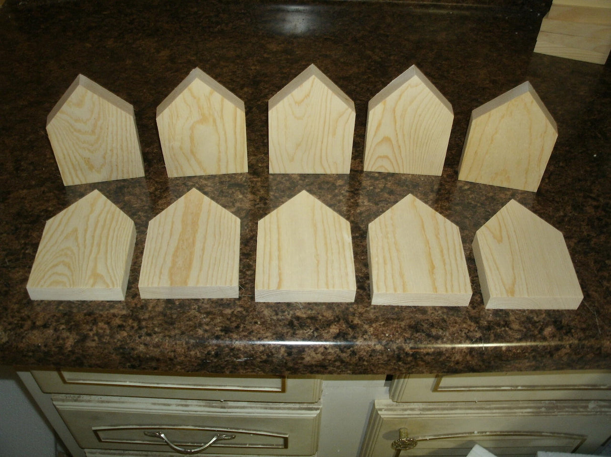 10 LARGE Unfinished wood house shapes, wooden house cutouts, wooden blocks, wooden block house, WoodArtSupply
