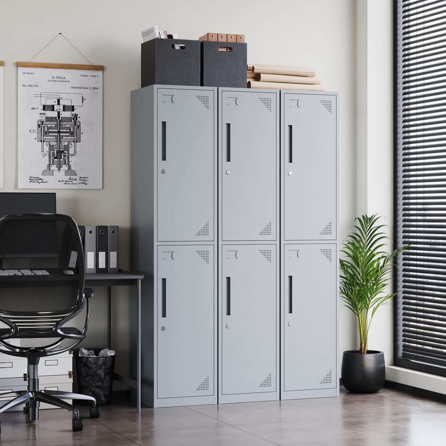 Letaya Metal Locker 2 Lockable Door,71" Tall Steel Storage Cabinet for School Office Gym Home Employees Staff (2 Door -Gray) - WoodArtSupply