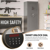KAER Fireproof Gun Safe, 16-20 Rifle Safe 1400°F / 45 Minutes, Interior 360°Velvet Protection|5 Active Bolts & 2 Deadbolts For Fingerprint Lock, 90-180° Outward-Opening, Storage + Smooth Handle(Grey) KAER