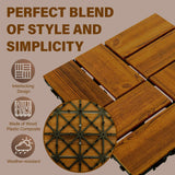 10-Pack 12"x12" Interlocking Acacia Wood Deck Tiles – 8 Slats Waterproof Outdoor Flooring for Patio, Balcony & Backyard FROM ONE