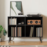 Cozy Castle Record Player Stand, Turntables Stand with Vinyl Record Storage Holds up to 350 Albums, Record Stand Table for Bedroom, Living Room, Office, Black Cozy Castle