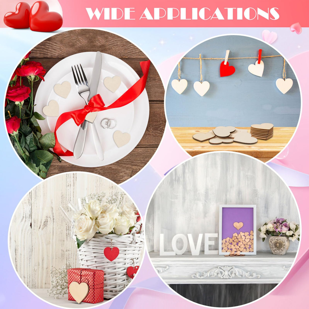 AWIZOM 120 Pcs 1.5 Inch Small Wooden Hearts for Crafts Unfinished Wood Hearts Cutouts Blank Wood Hearts Slices Embellishments for DIY Crafts, Guest Book, Valentine's Day, Wedding, Mother's Day Decor AWIZOM