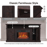 Luban Nese Fireplace TV Stand for TVs Up to 65" with 23" Electric Fireplace, Entertainment Center with Storage Cabinet and Open Shelves, Media Console with Barn Doors for Living Room (Espresso) Luban Nese