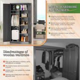 Greenvelly Metal Wardrobe Cabinet with Locking Doors, 72"H Black Metal Wardrobe Closet with Hanging Rods and Adjustable Shelves, Clothing Storage Closet for Home, Office, Employee, Gym (18" D x 36” W) Greenvelly