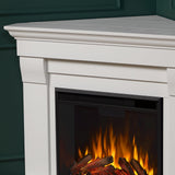 Real Flame Chateau 41" Corner Electric Fireplace with Mantel for Living Room or Bedroom, Replaceable Fireplace Insert Heater, Realistic Log and Flame Effect, Remote Control, Timer, White Real Flame