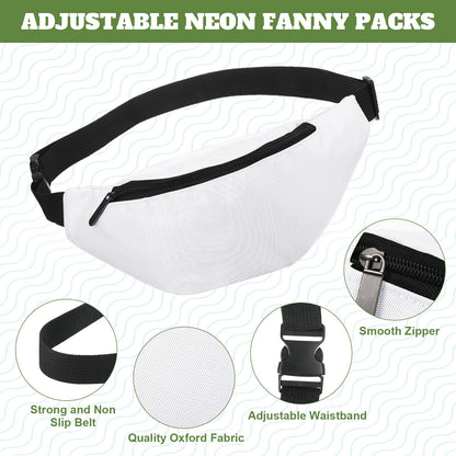 20 Pcs Sublimation Fanny Packs for Women Men White Running Waist Bag Belt Bag Waist Pouch with Adjustable Strap Zip for DIY Hiking Traveling Biking Festival Sports Outdoors Workout