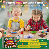Alotwan Kids Wood Painting Kit Glow in The Dark - Arts and Crafts for Kids Ages 5-12, Easter Crafts Gifts for Girls Boys Birthday, Art Supplies for 5 6 7 8 9 10 11 12 Year Old Alotwan