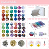 1300PCS 8mm Mixed Crackle Glass Beads for Bracelets Making with Accessories, 48 Colors Crystal Glass Beads Jewelry Making Kit, Round Beads for DIY Bracelet Crafts REVKI