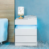 Yoluckea LED Nightstand for Bedroom, Modern High Gloss Wood 2 Drawers White Nightstand Bedside Table End Table with Flip Top Hidden Storage Compartment for Bedroom Living Room Yoluckea