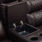 MCombo Zero Gravity Power Loveseat Recliner with Console, Heat and Vibration Massage, Reclining Loveseat Sofa with USB Ports, Cup Holders for Living Room, Faux Leather PR622Sets (Dark Brown) MCombo