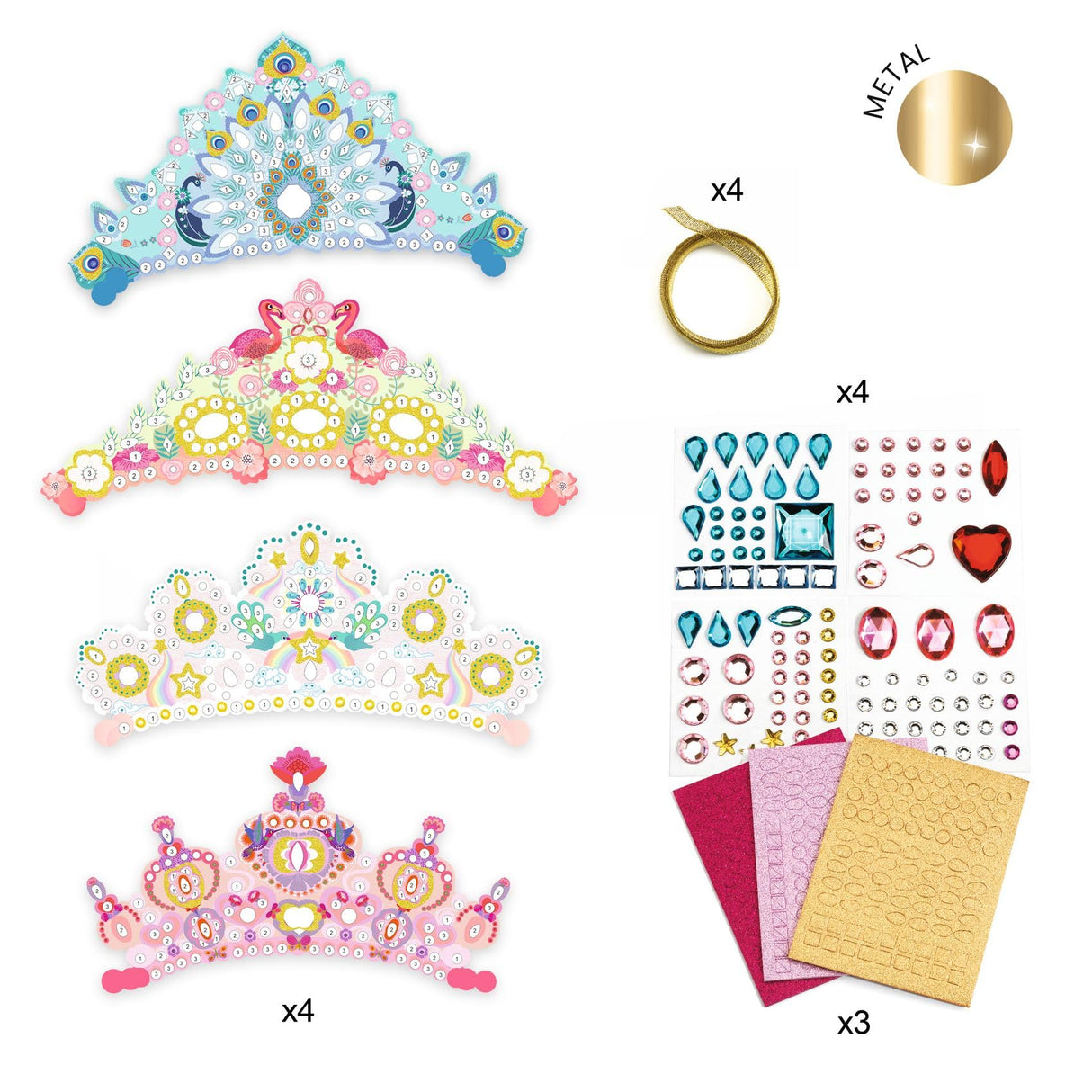 DJECO DIY Like A Princess Crown Craft Kit - Create Your Own Mosaic Tiara - Arts & Crafts for Kids - Fun & Creative for Family & Friends, Perfect for Gift for Children 5+ Years Girls & Boys DJECO