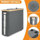 30L Toilet Paper Storage Basket with Lid, Bathroom Toilet Paper Storage Holder for up to 9-12 Rolls, Bamboo Toilet Tissue Storage Bin with Footbase Dntorx