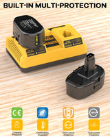 AYTXTG 2Pack 6.5Ah Lithium Battery Replace for Dewalt 18V XRP Ni-Cad Battery DC9096 DC9098 DC9099 DE9039 DE9095 + 2 Port DC9320 Fast Dual Charger for Dewalt 7.2V-18V XRP NI-CD NI-MH Battery AYTXTG