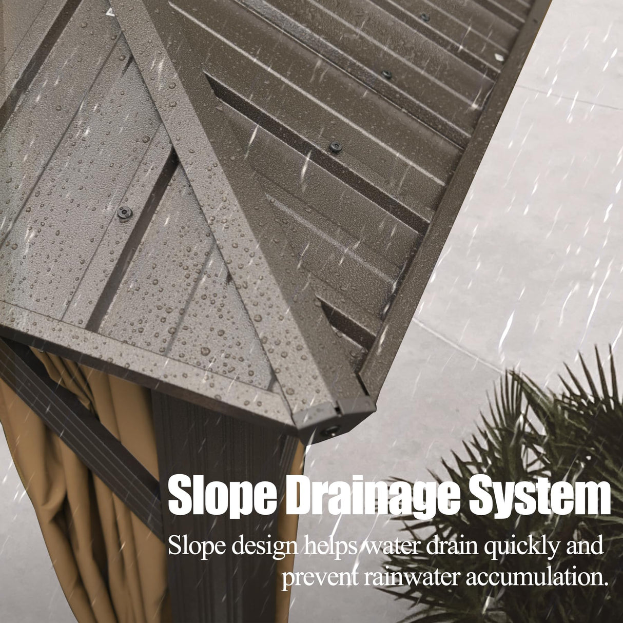 Domi 8’ X 8’ Hardtop Gazebo Canopy with Netting & Curtains, Outdoor Gazebo with Galvanized Steel Double Roof for Patio Lawn and Garden, Brown domi outdoor living