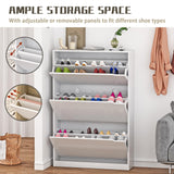 Boonatu Shoe Cabinet Storage for Entryway, Shoe Cabinet Storage with 3 Flip Drawers, Shoe Cabinet for Entryway Slim Space, 3 Tier White Shoe Cabinet Freestanding Wood Shoe Rack for Entryway, Hallway Boonatu