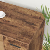 HSH L Shaped Computer Desk with File Drawers, Large Metal Wood L Shape Table with Storage Cabinet Shelves, Reversible Corner Home Office Executive Writing Study Workstation Desk, Rustic Brown, 59 Inch HSH