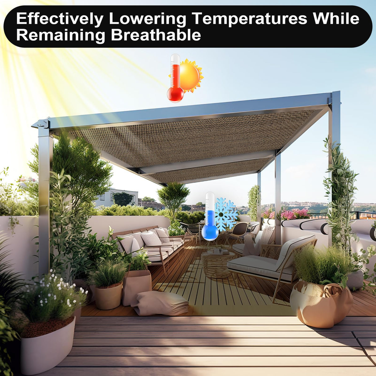 Artpuch 90% Sun Shade Cloth, 10 x 14 FT Pergola Shade Cover Canopy with Grommets, Sun Screen Fabric Tarp for Patio, Outdoor, Garden, Backyard, Mocha Artpuch