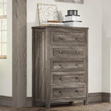 AMERLIFE 5 Drawers Dresser for Bedroom, Farmhouse Wooden 47" Tall Dresser for Closet, Natural Texture Chest of Drawers for Bedroom, Living Room, Hallway and Entryway, Rustic Grey AMERLIFE