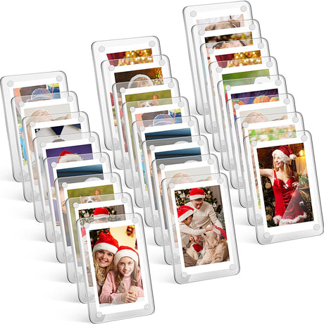 Remerry 24 Pcs Acrylic Magnetic Photo Frame Mini Picture Frame Double Sided Clear Fridge Magnetic Photo Display Frame for Film Photos Cards Stamp Gift for Family Friend Christmas (2.36 x 3.5 Inch) Remerry
