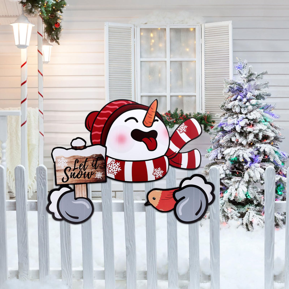 Christmas Fence Decorations, Outside Christmas Fence Decorations Over The Fence Christmas Decorations Snowman Christmas Fence Peeker Decoration for Holiday Garden Fence Decoration PEUTIER