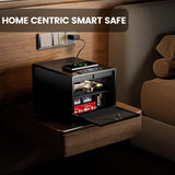 Grimtron Biometric Gun Safe for Handgun with Wireless Charging,Pistol Safe Quick Access Auto Open, Silent Mode and Adapter Nightstand Pistol-Safe up to 4 pstols (Black) Grimtron