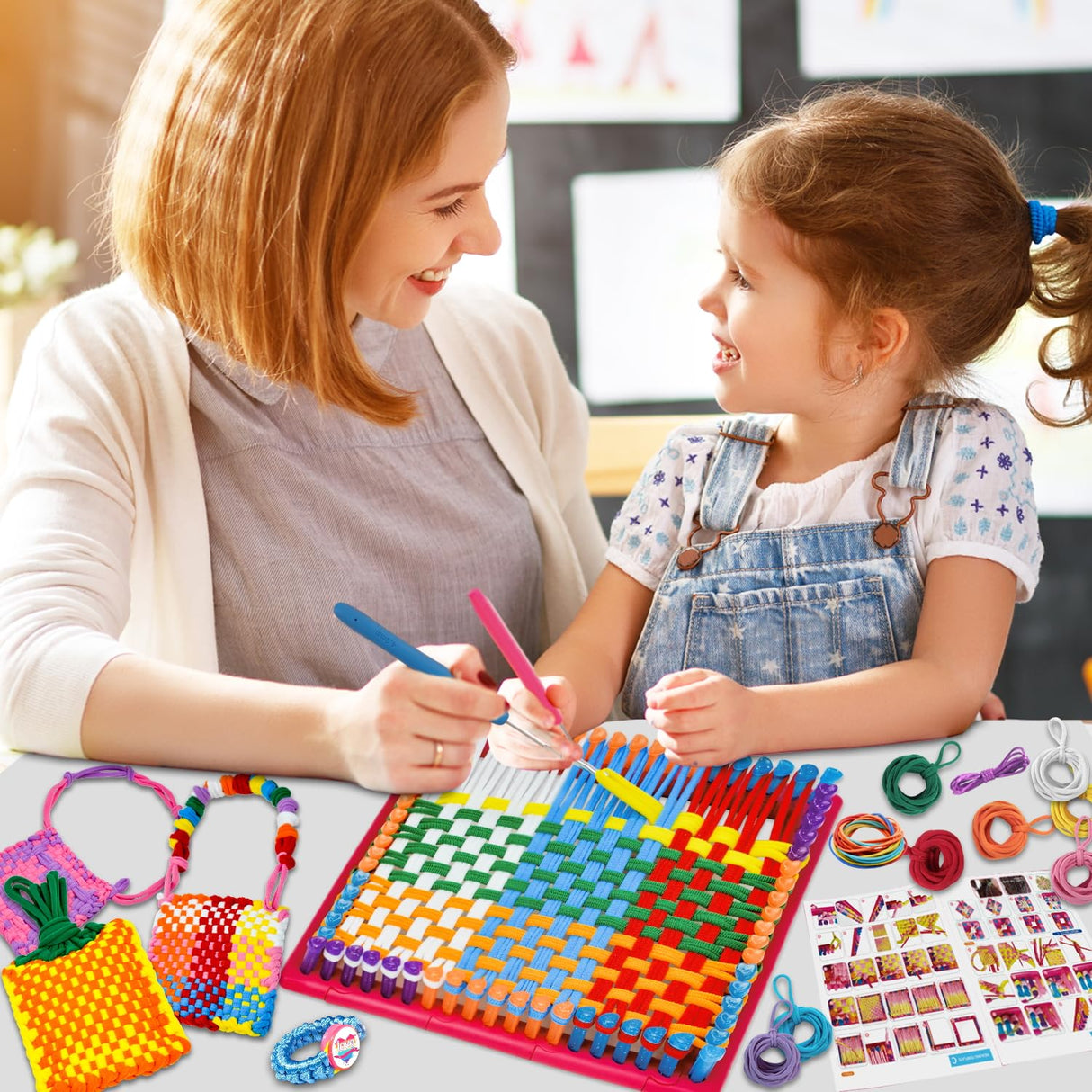 YGSEPCC Weaving Loom Kit Toys for Kids, DIY Art and Crafts for Adults, Girls Ideal Gifts for Ages 4 5 6 7 8-10 12 13, Easy Potholder Bracelets Knitting Activity for Beginners, 136 Craft Loops 22 Ropes YGSEPCC