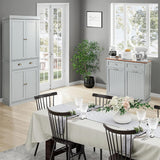 KIGOTY Pantry Cabinet Kitchen Storage Pantry Cabinet with Doors and Shelves for Living Room and Dining Room (Gray, 72" H) KIGOTY