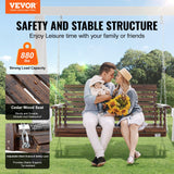 VEVOR Wooden Porch Swing 4.5 ft, Patio bench swing for Courtyard & Garden, Upgraded 880 lbs Strong Load Capacity, Heavy Duty Swing Chair Bench with Hanging Chains for Outdoors, Carbonized Brown VEVOR