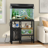 MAHANCRIS 20-40 Gallon Fish Tank Stand, Aquarium Stand with Power Outlet and Storage Cabinet, Heavy Duty Tank Stand Suitable for Turtle Tank, Reptile Terrarium, for Home Office, Black FTHB40E01 MAHANCRIS