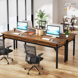 Tribesigns 78.7" Extra Long Computer Desk, [Double Desk] [2 Drawers], Two Person Desk Large Executive Office Desk, Writing Table Study Desk for Home Office, Rustic Brown Tribesigns