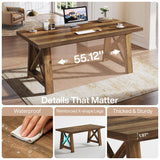 Tribesigns 63-Inch Executive Desk, Large Office Computer Desk with X-Shaped Legs, Modern Simple Workstation Study Writing Conference Table for Home Office, Rustic Brown Tribesigns