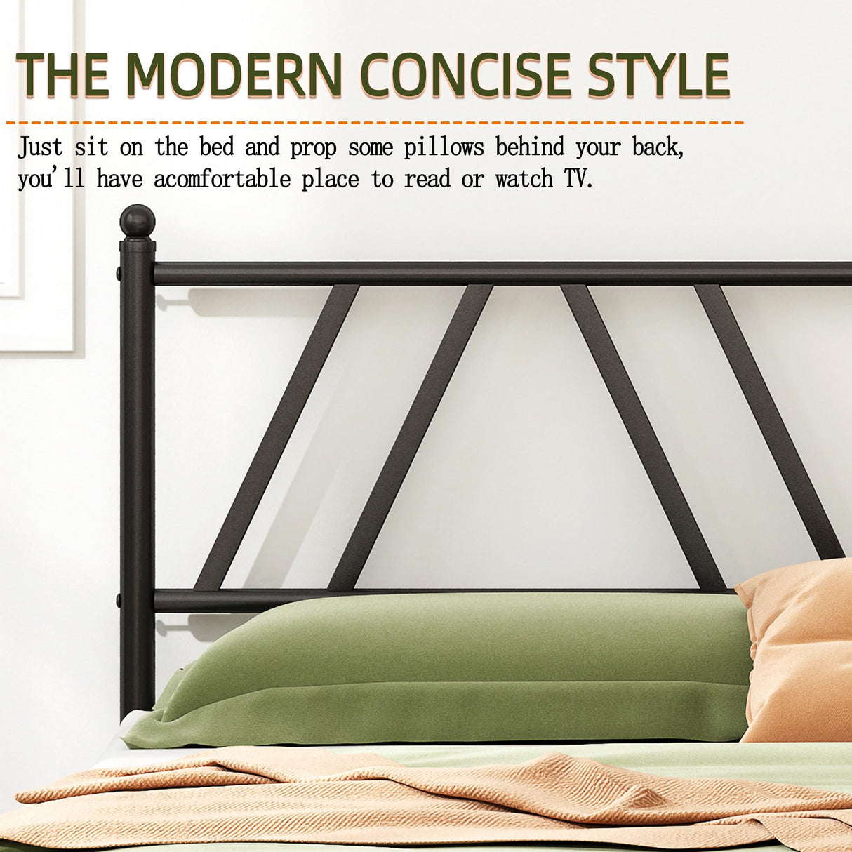 Kujielan Metal Platform Bed Frame with Headboard, 14 Inches Queen Bed, No Box Spring Needed, Steel Slat Support, Black, Easy Assembly Kujielan