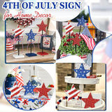 4th of July Tiered Tray Decor Wooden Star Set, 3 Pcs Memorial Day Table Decorations, Rustic Patriotic Tabletop Home Decor, Red White and Blue Decorations for Home (Shiny) Hedeey
