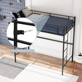 Giantex Twin Size Loft Bed Frame, Metal Loft Bed with Full-Length Safety Guardrail & 2 Bilateral Ladders, Space-Saving Bunk Bed for Teens & Adults, Ideal for Bedroom, Apartment, Dorm, Black Giantex
