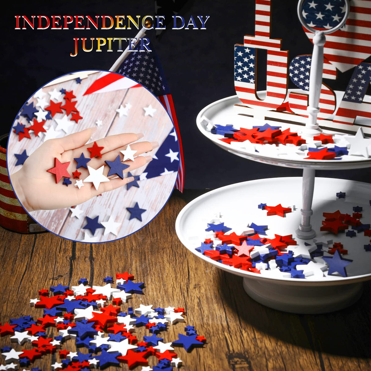 Red White Blue Wood Stars for Crafts 4th of July Independence Day Wooden Patriotic Star Shaped Tiered Tray Decor for Labor Day Patriotic Party Memorial Day(240 Pcs,0.4, 0.8, 1.2 Inch) Bucherry