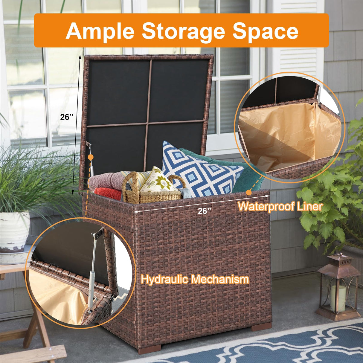 Super Patio 8 Pieces Outdoor Patio Furniture Set, Wicker Patio Conversation Sets with Storage Box, Rattan Outdoor Sectional Sofa Set with Cushions and Coffee Table for Outside Porch, Deck, Brown Super Patio