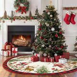 Christmas Tree Skirt 48 Inch Santa Claus Peace Love Xmas Tree Mat Decoration Winter Xmas Holiday Ornaments Home Party Decorations (Beige, 48x48 inch) Mocsicka