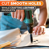 Leather Hole Punch Tool Set - 6 Pcs Drill Bits 3/16" 1/4" 5/16" 3/8" 7/16" 1/2" - High-Precision Leather Punch Tool for Belts, Fabric, and Crafts - Durable Carbon Steel, Sharp and Efficient LIBERHAUS