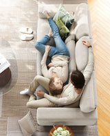 Amada 3 Seater Sofa Couch for Living Room,89" Modern Couch with Deep Seats &Wide Armrests,Comfy Sofa with Supportive Futon &Thickened Cushion,Removable & Washable Covers,Cotton-Linen Fabric,White AMADA HOMEFURNISHING