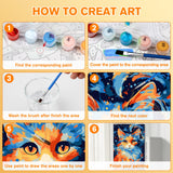 Bowetile Cat Paint by Numbers for Adults Beginners Framed, Easy Adults' Paint-by-Number Kits, DIY Adult Paint by Number Kits on Canvas, Animals Acrylic Number Painting for Home Decor, 8x12in Bowetile