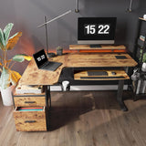 EUREKA ERGONOMIC Standing Desk with Keyboard Tray, Computer Desk, 61" L Shaped Electric Adjustable Height Desk w Monitor Stand LED, Corner Sit Stand Desk Gaming Desk, Dual Motor,Left/Rustic Brown EUREKA ERGONOMIC