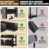 Book Shelf, 5 Tier Metal Wide Bookshelves, Adjustable Modern Book Shelves, Narrow Book Shelving for Small Spaces, Tall Decorative Bookshelf for Home Office/Living Room/Library (18"D x 47.24"W x 78"H) Notmise