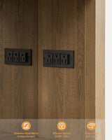 SICOTAS Rattan Pantry Kitchen Storage Cabinet: Tall Pantry Cabinet with Rattan Door, Steel Mirror, Power Outlet, Boho Large Freestanding Cupboard Wood Cabinet for Kitchen, Dining Room, Natural Oak SICOTAS