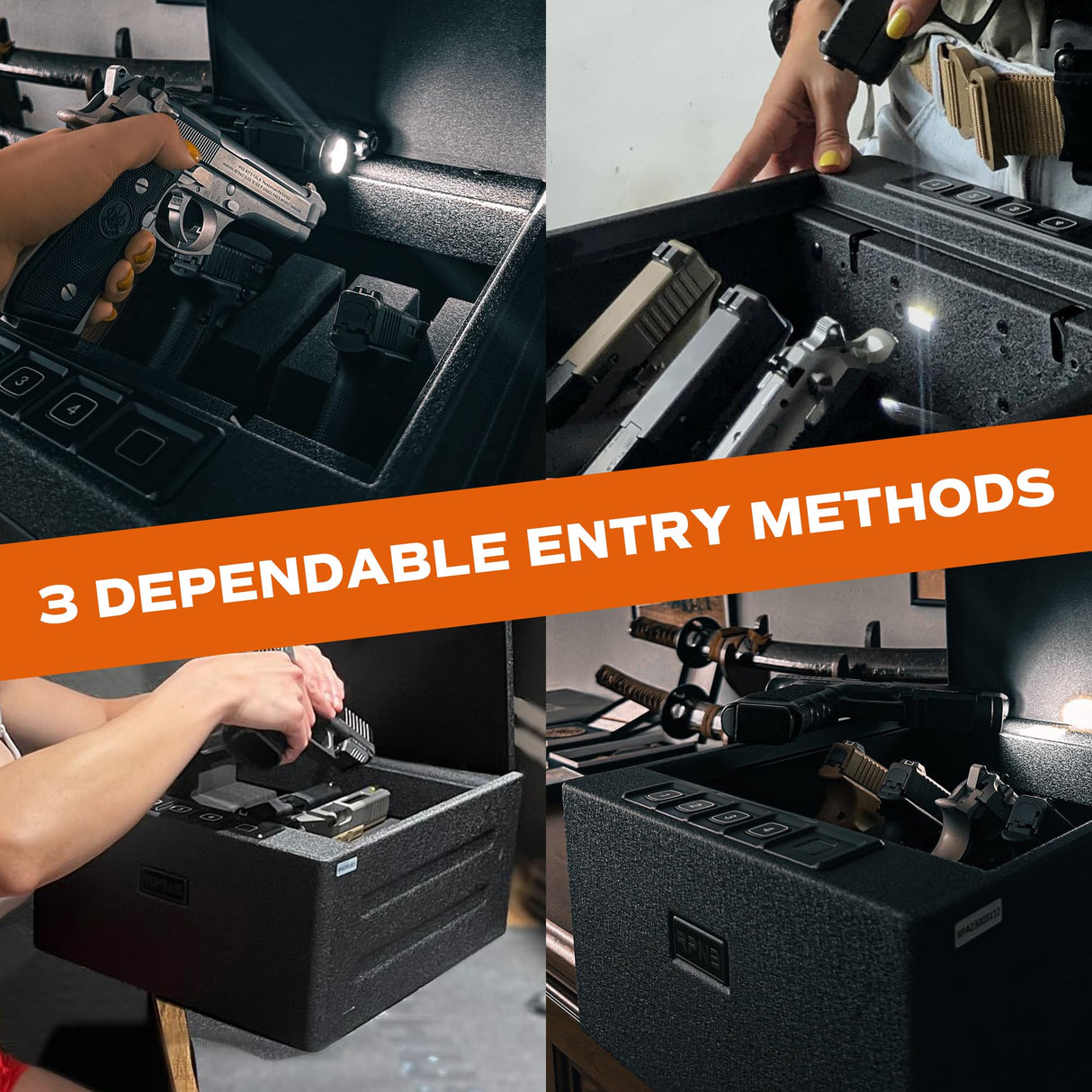 RPNB Gun Safe, Biometric Gun Safe for Handgun,4 Pistols High-Capacity Handgun Safe with Digital Key Pad, Biometric Fingerprint RPNB