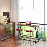 HOOBRO 39.4 Inch Bar Table, Counter Height Rectangular Bar Table, Pub Dining Table, Metal Frame with Footrest and 2 Hooks, for Narrow Space, Bistro and Living Room, Rustic Brown and Black BF67BT01 HOOBRO