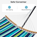SUPERJARE Hammock with Stand, 2 Person Heavy Duty Hammock with Padded Cotton, Detachable Pillow & Strong Curved-Bar & Portable Carrying Bag, Perfect for Outdoor & Indoor - Dark Cyan SUPERJARE