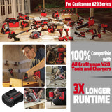 TenHutt 【Upgrade】 20V 6.0Ah Replacement Battery for Craftsman 20V Battery V20 Lithium Ion Battery for CMCB205 CMCB204 CMCB206 CMCB202 CMCB201 20V Cordless Power Tools TenHutt