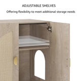 unipaws Cat Litter Box Enclosure with Shelves, Tall Hidden Litter Box Cover for Tall or Top Entry Litter Box, Kitty Enclosed Litter Box Cabinet, Cat Box Furniture, Grey unipaws