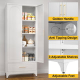 Metal Storage Cabinet with Drawers,75Inch White Pantry Cabinets for Kitchen Storage with 3 Adjustable Shelves,Tall Kitchen Pantry Cabinet for Living Room, Dining Room Office SteeLoong